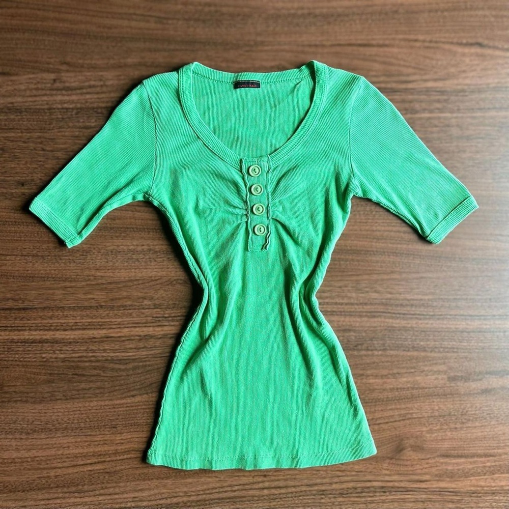 candy rain green short sleeve henley top